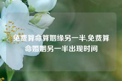 免费算命算姻缘另一半,免费算命婚姻另一半出现时间