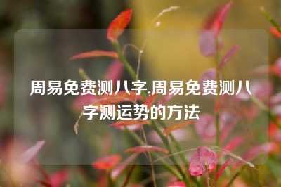 周易免费测八字,周易免费测八字测运势的方法