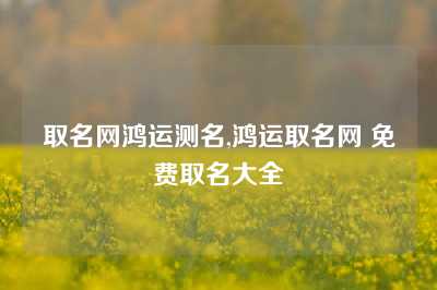 取名网鸿运测名,鸿运取名网 免费取名大全