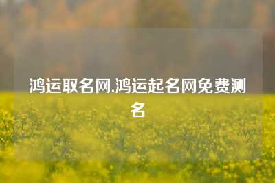 鸿运取名网,鸿运起名网免费测名