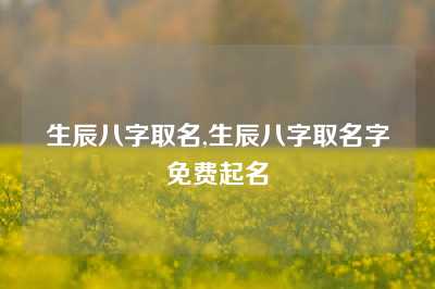 生辰八字取名,生辰八字取名字免费起名