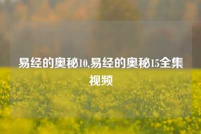 易经的奥秘10,易经的奥秘15全集视频