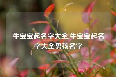 牛宝宝起名字大全,牛宝宝起名字大全男孩名字